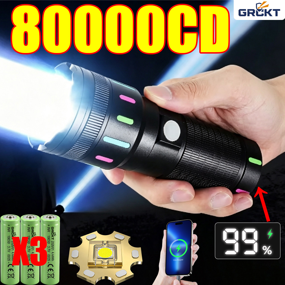 Outdoor Adventure Trips - 80000CD Most Powerful LED Flashlight High