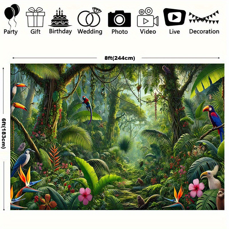 1pc Jungle Adventure Backgroun - Outdoor Adventure Birthday Party recension och pris